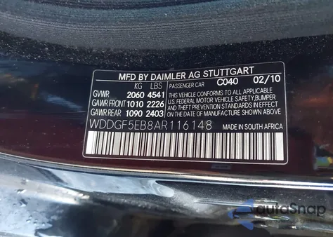 2010 Mercedes-Benz C 300 Luxury/Sport из США, поврежденный, VIN WDDGF5EB8AR116148